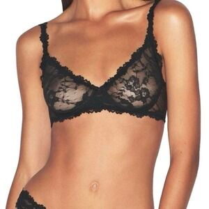 Skims Stretch Lace Unlined Demi Black Bra - NWT - 42D